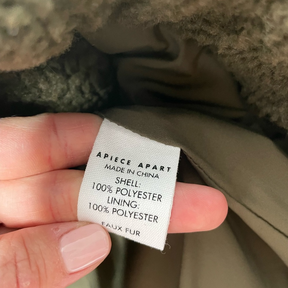 Apiece Apart | Campania Olive Green Faux Fur Bomber Jacket 6 - Picture 6 of 8